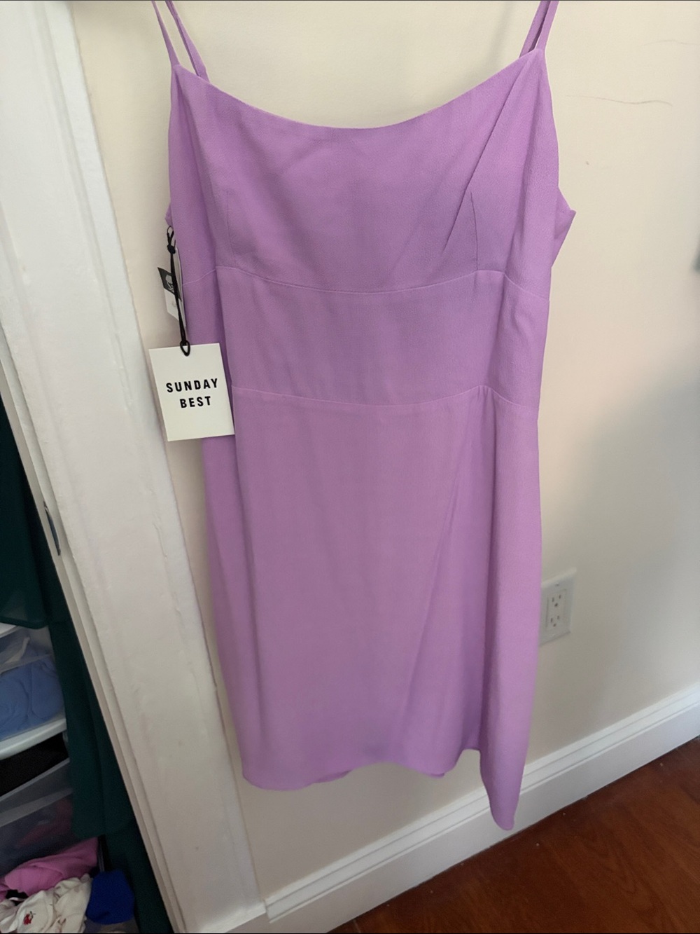 Sunday Best Lilac Slip Midi Dress with Spaghetti Straps